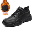 Men's Black Plush Lined Winter Sneakers - Leather Casual Trainers