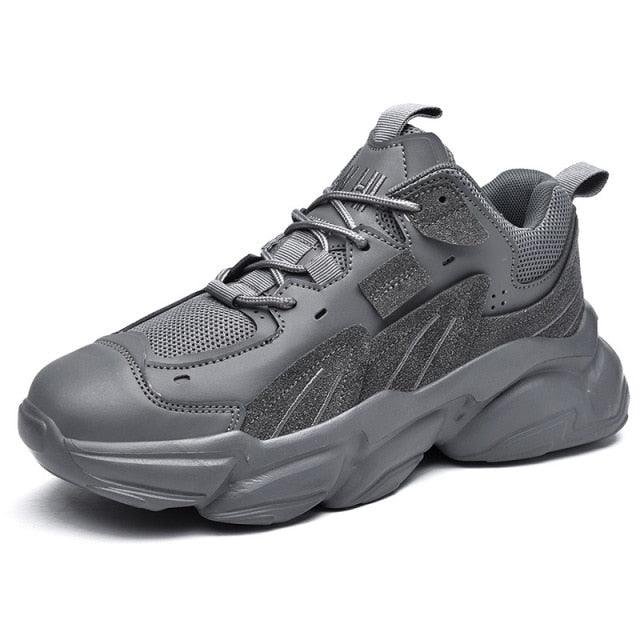 Men's White and Black Chunky Sneakers Comfortable Casual Trainers