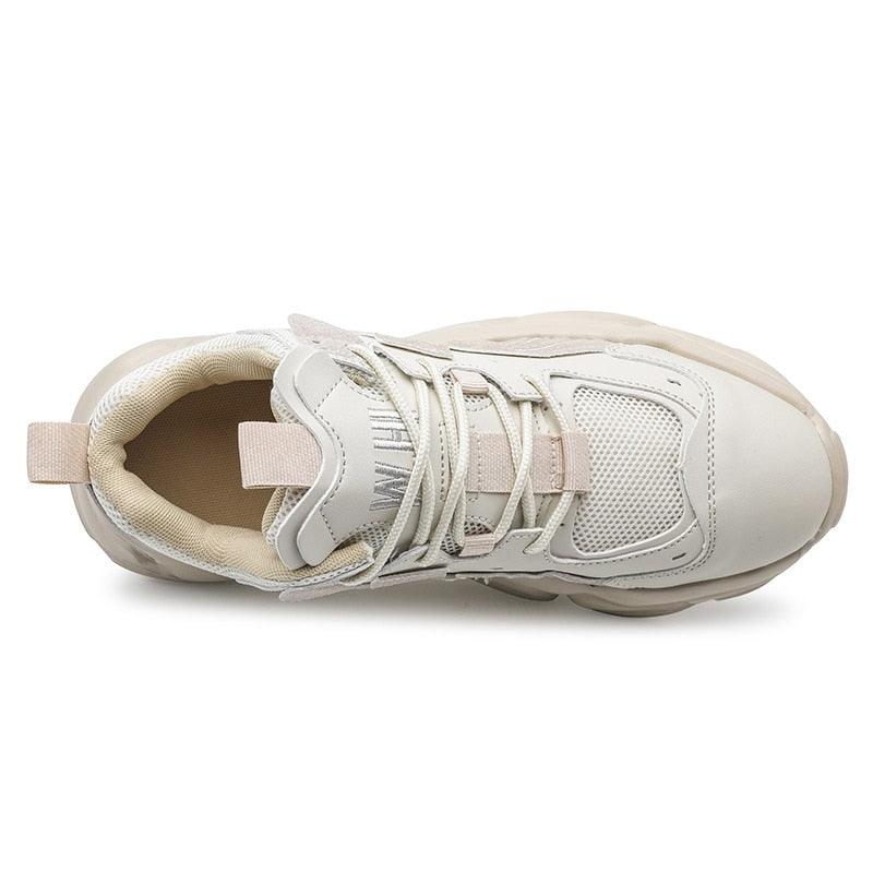 Men's White and Black Chunky Sneakers Comfortable Casual Trainers