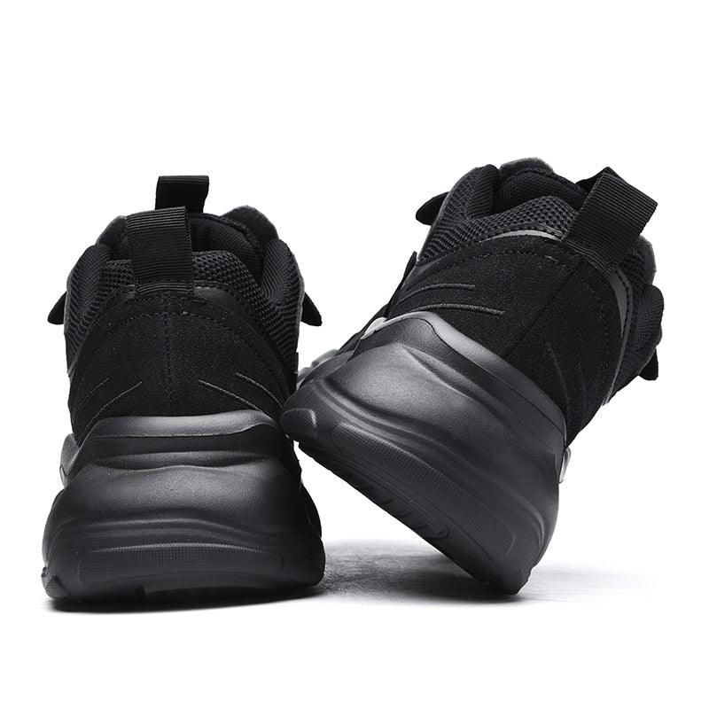Men's White and Black Chunky Sneakers Comfortable Casual Trainers