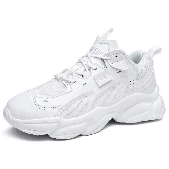 Men's White and Black Chunky Sneakers Comfortable Casual Trainers