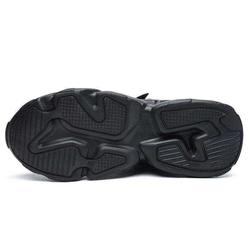Men's White and Black Chunky Sneakers Comfortable Casual Trainers
