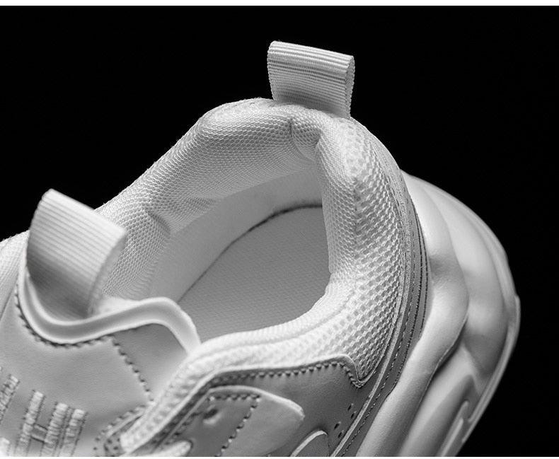Men's White and Black Chunky Sneakers Comfortable Casual Trainers