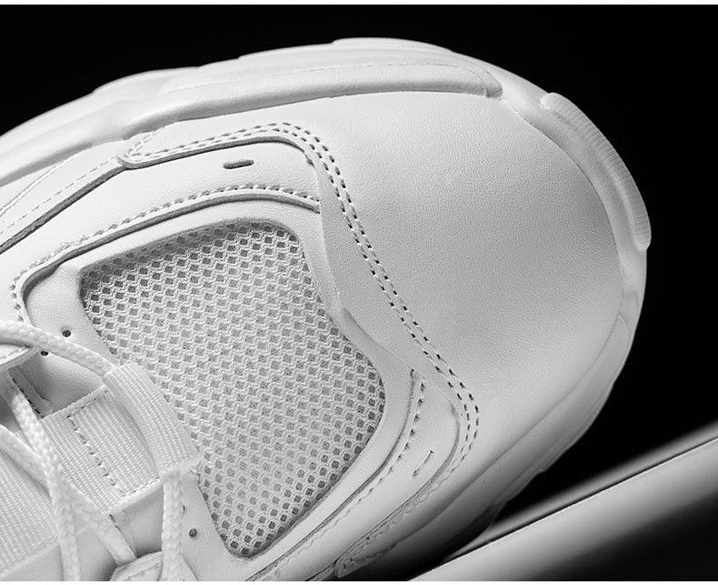 Men's White and Black Chunky Sneakers Comfortable Casual Trainers
