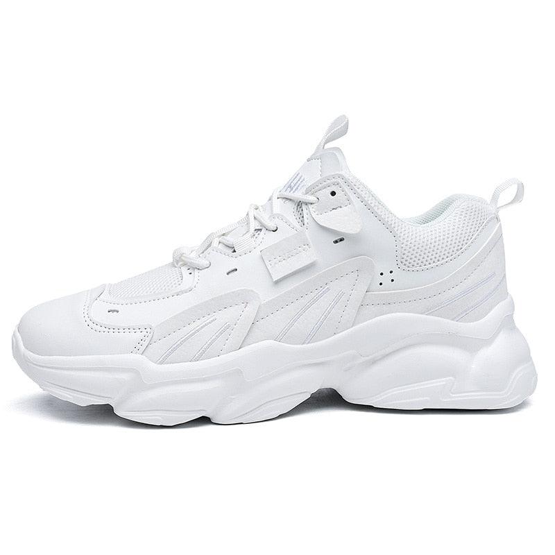 Men's White and Black Chunky Sneakers Comfortable Casual Trainers