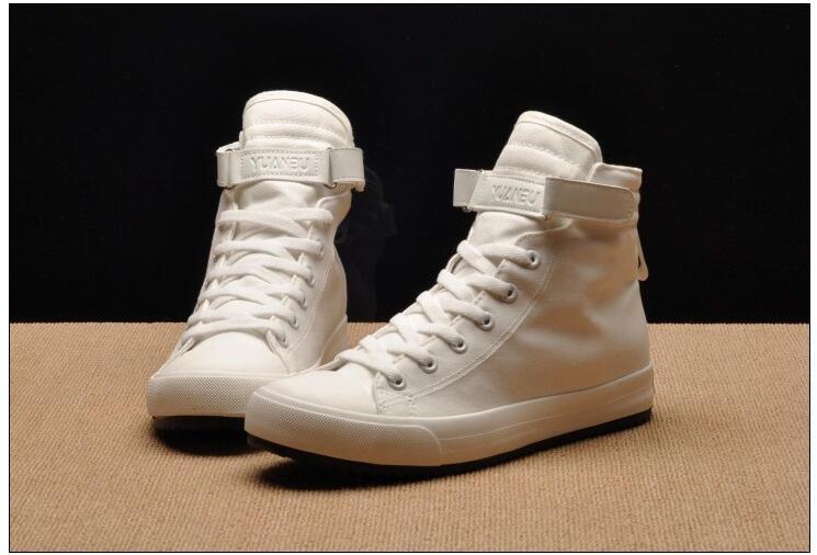 Men's High Top Canvas Sneakers – Breathable Vulcanized Casual Shoes