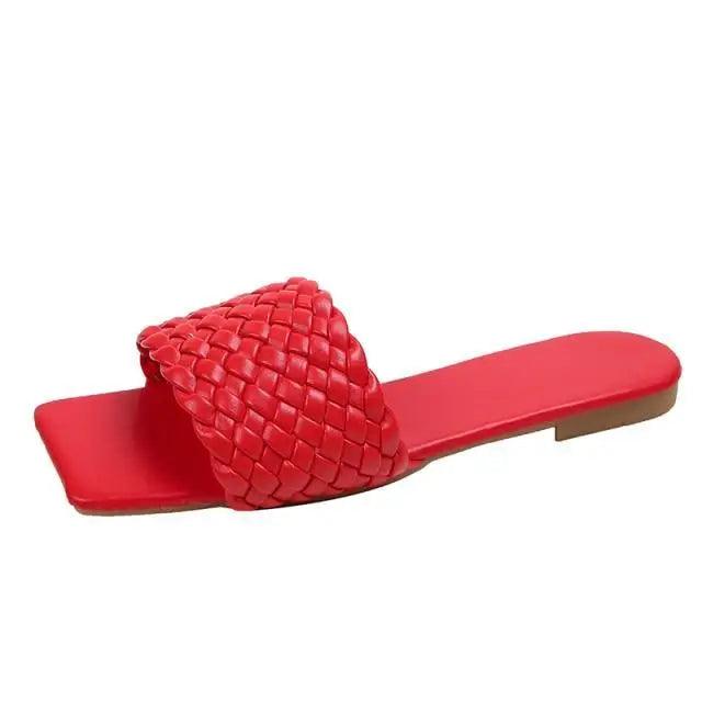 Women’s Minimalist Braided Flat Sandals Open Toe Beach Slippers