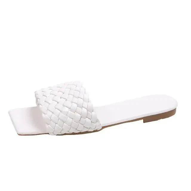 Women’s Minimalist Braided Flat Sandals Open Toe Beach Slippers