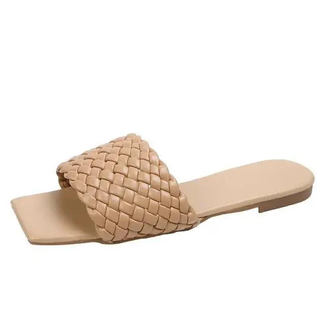 Women’s Minimalist Braided Flat Sandals Open Toe Beach Slippers