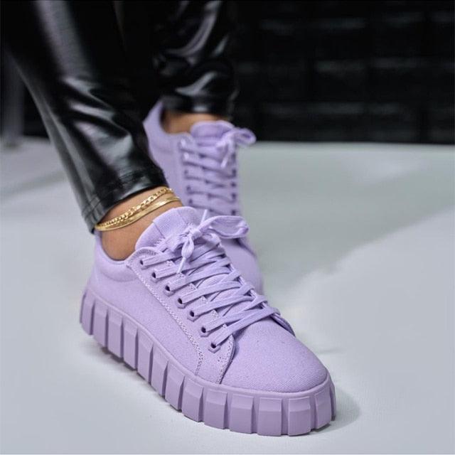 Women's Platform Sneakers - Casual Purple Lightweight Shoes