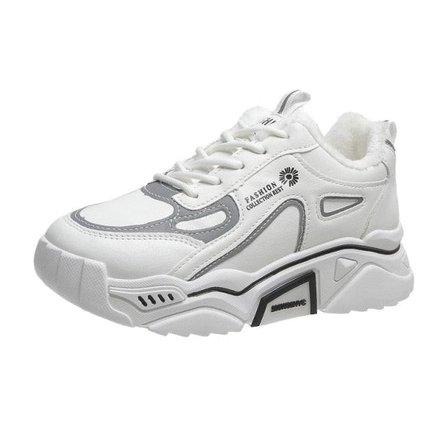 Women’s Reflective Chunky Platform Sneakers – Streetwear Lace-Up