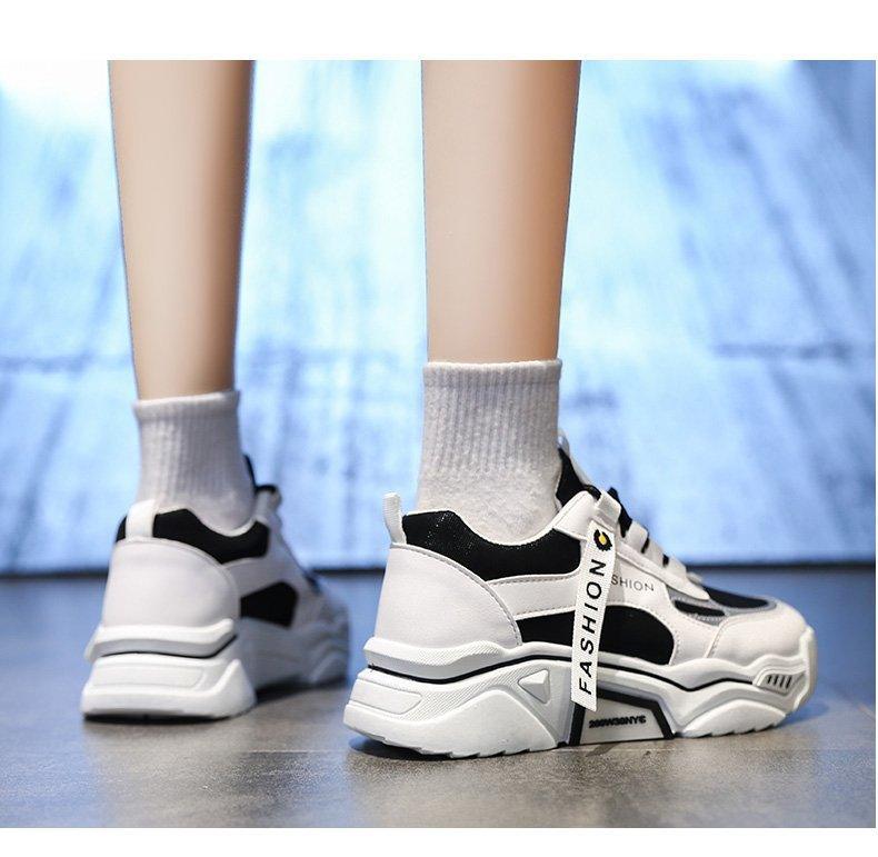 Women’s Reflective Chunky Platform Sneakers – Streetwear Lace-Up