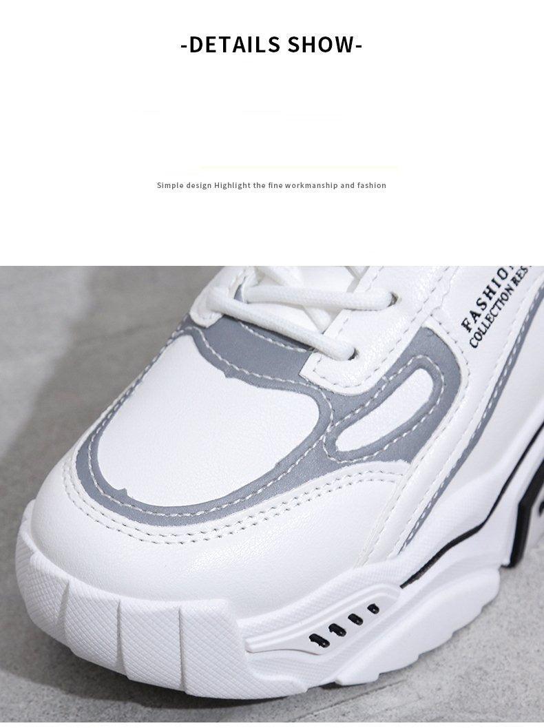 Women’s Reflective Chunky Platform Sneakers – Streetwear Lace-Up