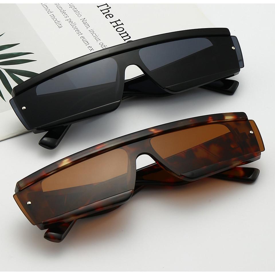 Trendy thick-framed 90s rectangle sunglasses in various colors