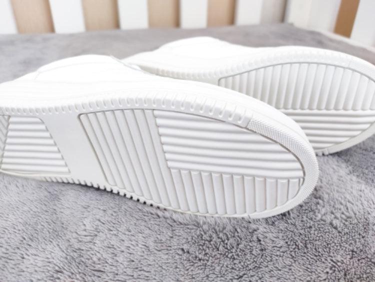 Women's White Split Leather Lace Up Casual Sneakers Fashion Flats