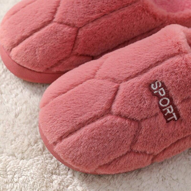 Unisex Plush Indoor House Slippers - Geometric Cozy Bedroom Shoes
