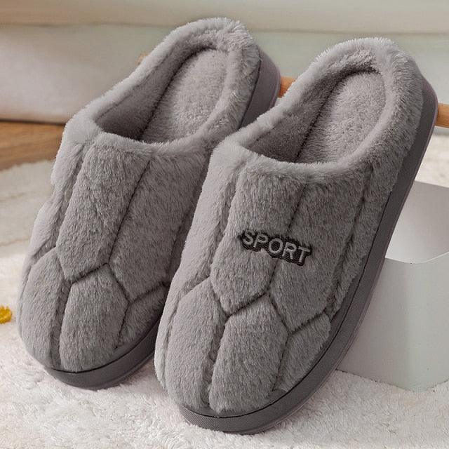 Unisex Plush Indoor House Slippers - Geometric Cozy Bedroom Shoes