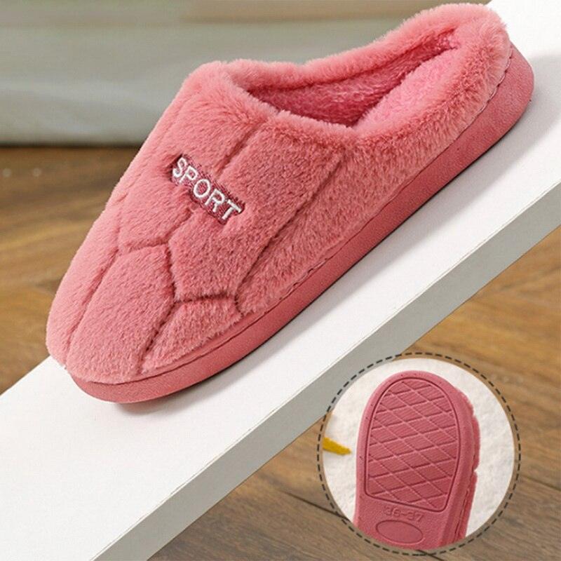 Unisex Plush Indoor House Slippers - Geometric Cozy Bedroom Shoes