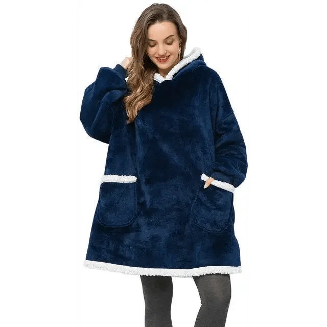 Oversized Fleece Blanket Hoodie - Wearable Blanket with Sleeves