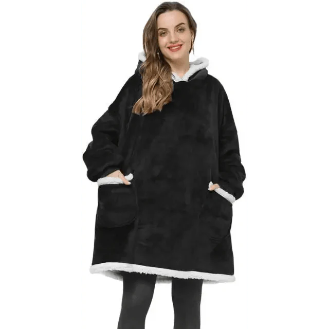 Oversized Fleece Blanket Hoodie - Wearable Blanket with Sleeves