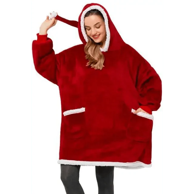 Oversized Fleece Blanket Hoodie - Wearable Blanket with Sleeves