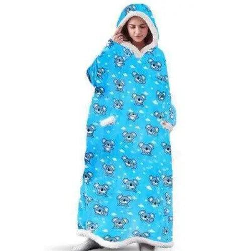 Oversized Flannel Wearable Blanket Hoodie with Sleeves for Winter