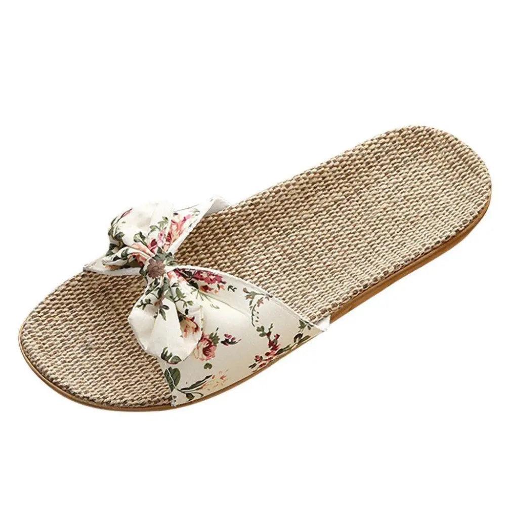 Bohemian Floral Butterfly Knot Flat Women's Beach Flip Flops