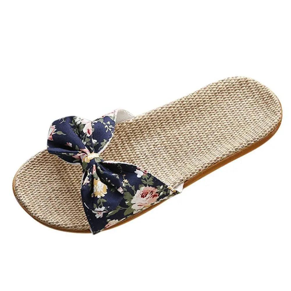 Bohemian Floral Butterfly Knot Flat Women's Beach Flip Flops