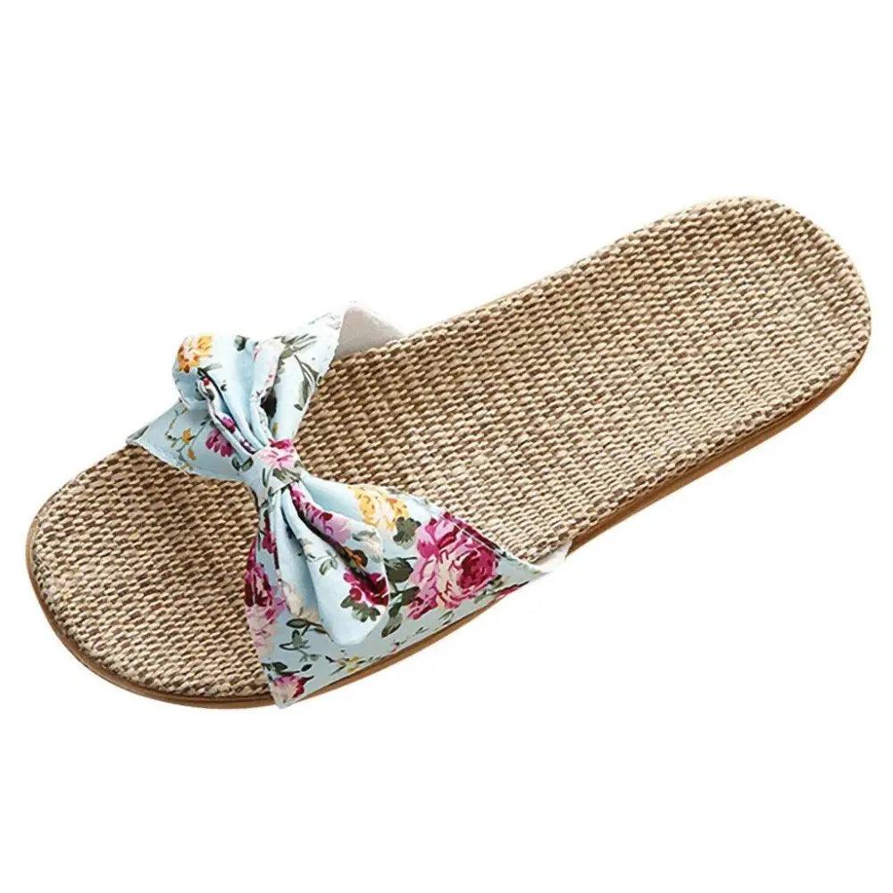 Bohemian Floral Butterfly Knot Flat Women's Beach Flip Flops