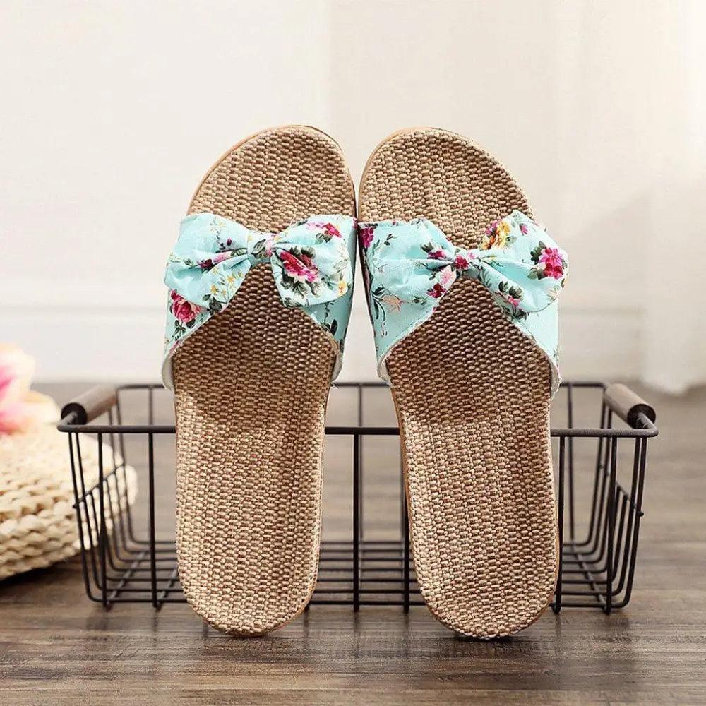 Bohemian Floral Butterfly Knot Flat Women's Beach Flip Flops