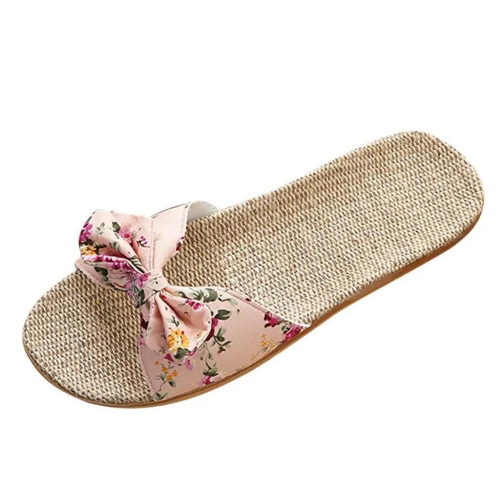 Bohemian Floral Butterfly Knot Flat Women's Beach Flip Flops