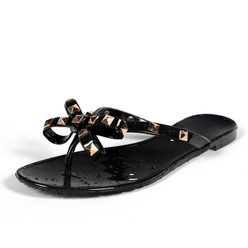 Women’s Bow Flip Flops – Glamorous Flat Beach Sandals