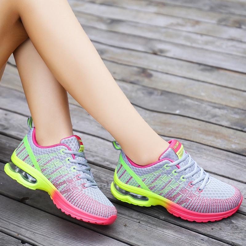Women’s Athletic Knit Running Sneakers – Breathable Mesh Sport Shoes
