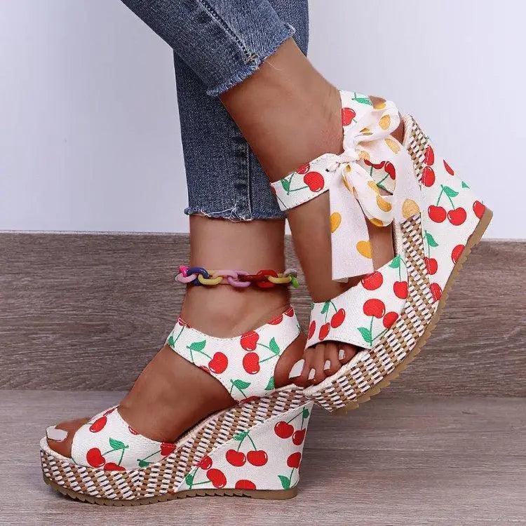 Bohemian Summer Resort Sandals – Elegant Polka Dot Design