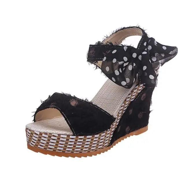 Bohemian Summer Resort Sandals – Elegant Polka Dot Design