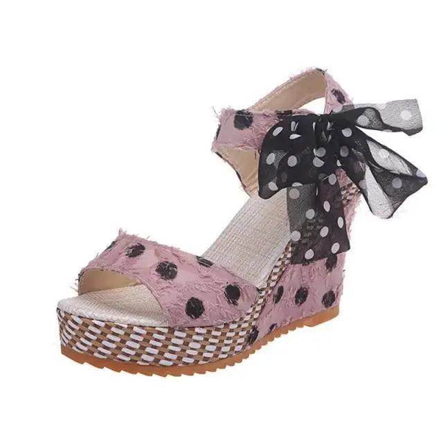 Bohemian Summer Resort Sandals – Elegant Polka Dot Design