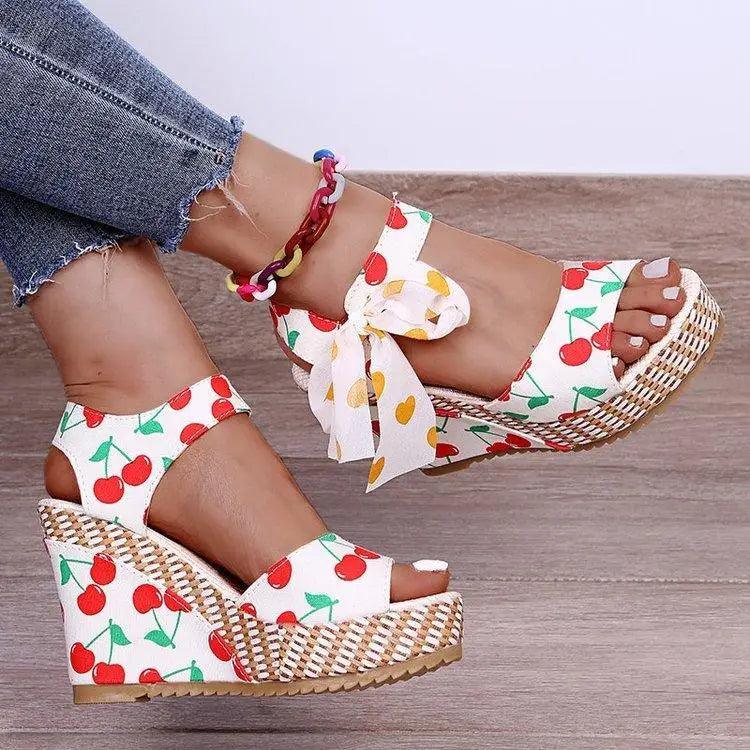 Bohemian Summer Resort Sandals – Elegant Polka Dot Design