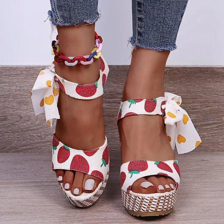 Bohemian Summer Resort Sandals – Elegant Polka Dot Design