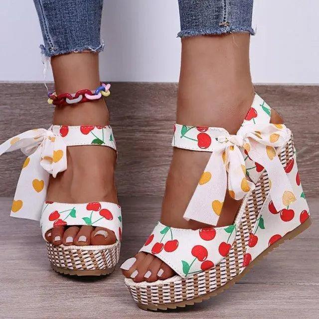 Bohemian Summer Resort Sandals – Elegant Polka Dot Design