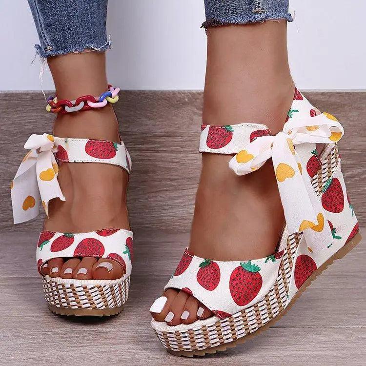 Bohemian Summer Resort Sandals – Elegant Polka Dot Design