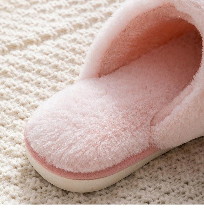 Cute Rabbit Ear Plush Slippers for Couples Soft Memory Foam House
