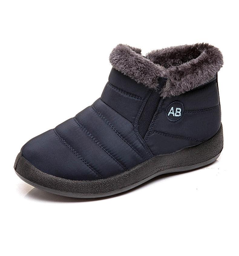 Womens Waterproof Winter Snow Boots, Faux Fur Lined Slip On Booties