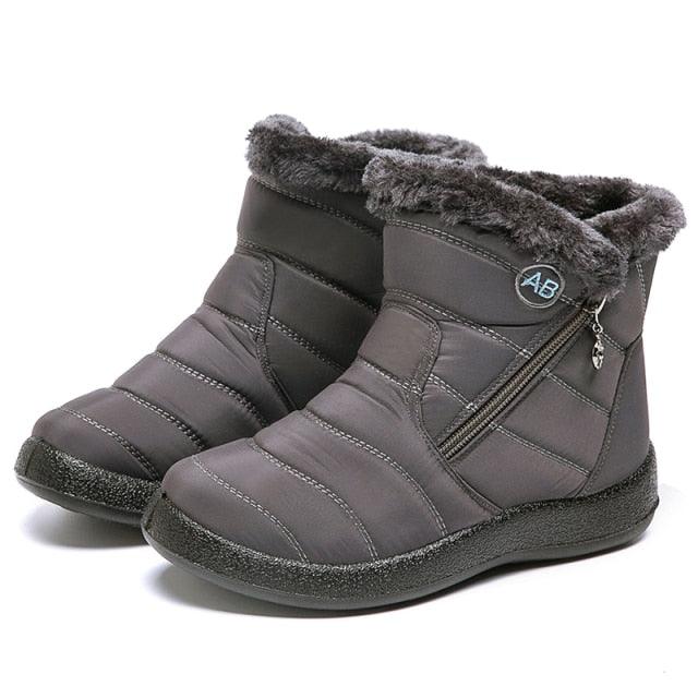 Womens Waterproof Winter Snow Boots, Faux Fur Lined Slip On Booties