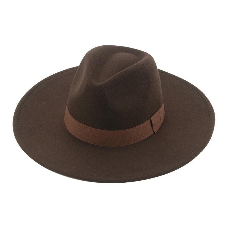 Elegant Wide Brim Fedora Hat Retro Style Dress Cap for Women