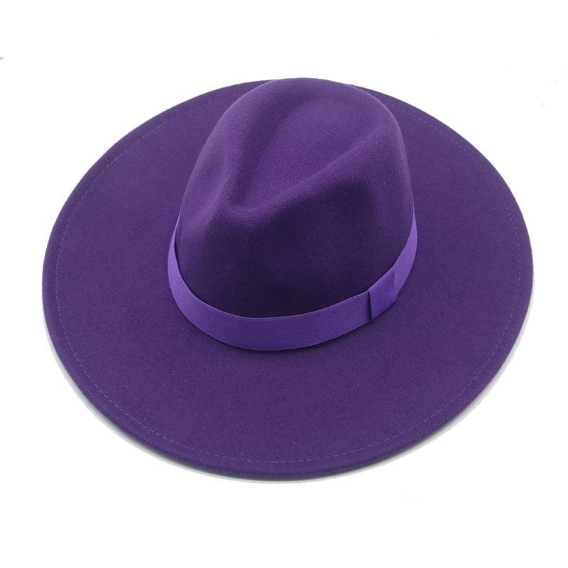 Elegant Wide Brim Fedora Hat Retro Style Dress Cap for Women