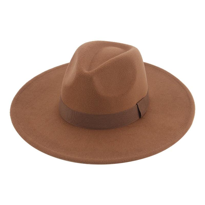 Elegant Wide Brim Fedora Hat Retro Style Dress Cap for Women