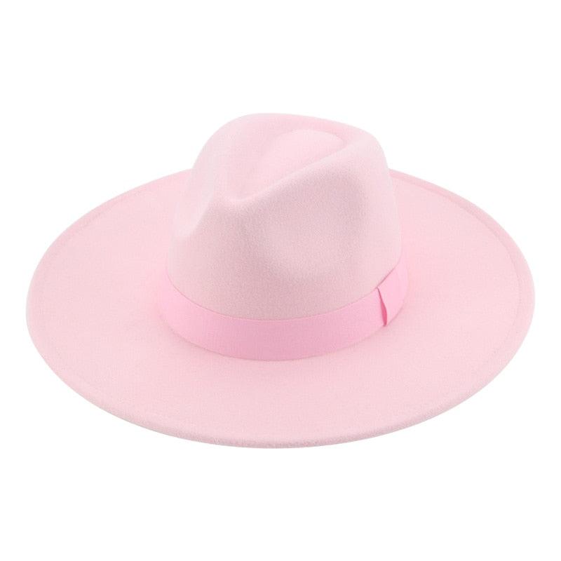 Elegant Wide Brim Fedora Hat Retro Style Dress Cap for Women