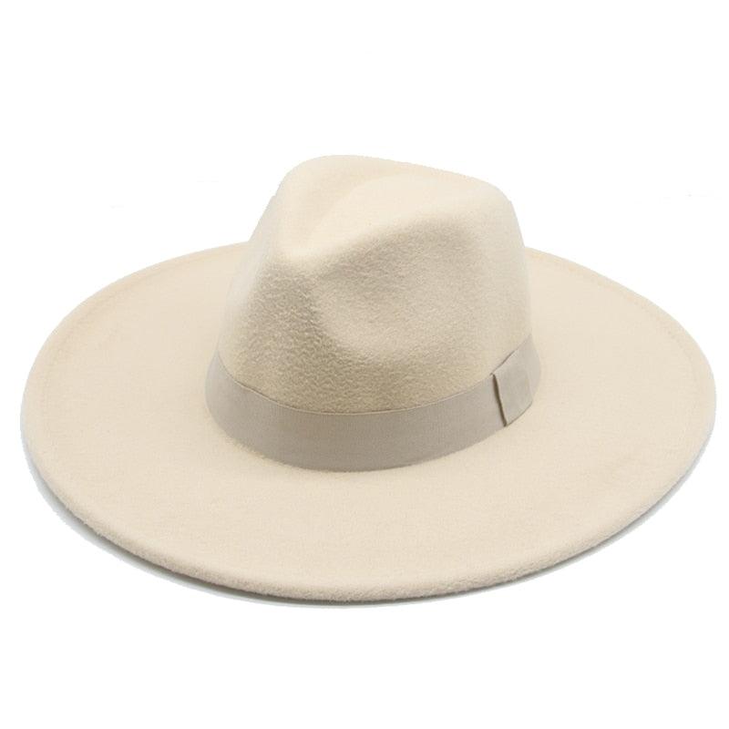 Elegant Wide Brim Fedora Hat Retro Style Dress Cap for Women