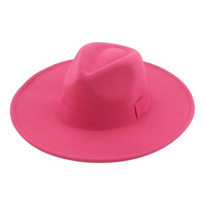 Elegant Wide Brim Fedora Hat Retro Style Dress Cap for Women
