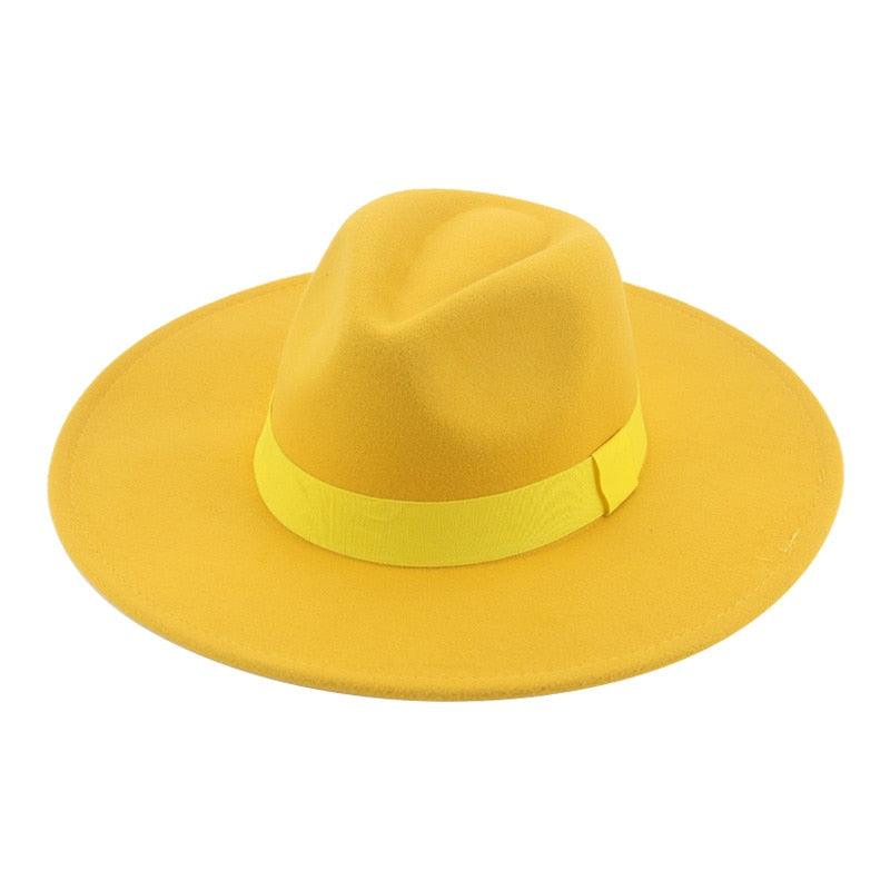 Elegant Wide Brim Fedora Hat Retro Style Dress Cap for Women